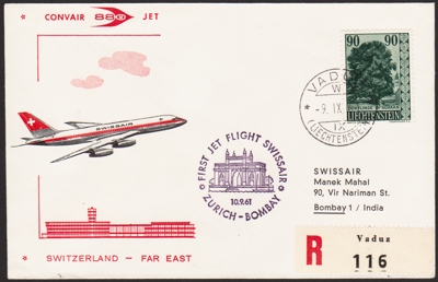 Erster Jetflug Zuerich - Bombay ab Lichtenstein
