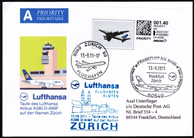 Erstflug A380 Frankfurt-Zürich