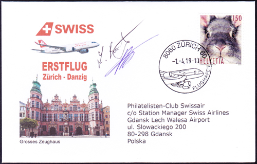 Zürich - Danzig PCS mit Signatur